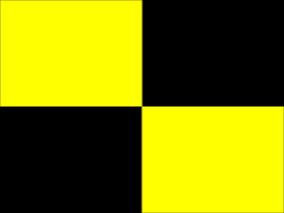 Blue and yellow.this blue flag with yellow is to let the slower drivers know that faster cars are approaching and they should move over to let them by. Racing Flags