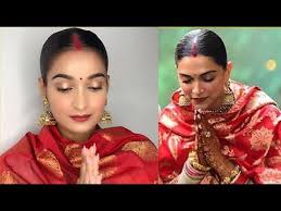 How To Deepika Padukone Sindoor Look Complete Hair And Makeup Tutorial Youtube Groom putting sindoor on bride's forehead in indian hindu.