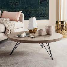 Gray large rectangle wicker coffee table with lift top. Safavieh Mansel 36 In Light Oak Black Medium Round Wood Coffee Table Fox4233a The Home Depot