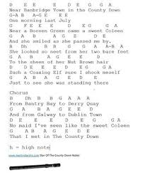 The Star Of The County Down Sheet Music And Tin Whistle Notes Tin Whistle Sheet Music With Letters Music Letters