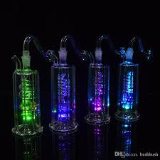 2019 Recycler Glass Bong Led Light Oil Rig Water Pipes Bongs Spiral Perc 4 5 Inch Dab Rig 10mm Joint Hookah Mini Bongs With Glass Bongs Cheap Glass Bongs Bongs
