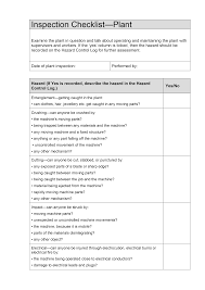 Complete checklist items daily for the first week. Plant Inspection Checklist Template Inspection Checklist Checklist Template Checklist