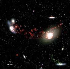 M86 Tendrils Of Ionized Hydrogen Gas 400 000 Ly Long Connecting The Elliptical Galaxy M86 R And The Disturbed Spiral G Astronomy Galaxy Ngc Virgo Cluster