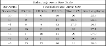 Balenciaga Shoe Size Chart