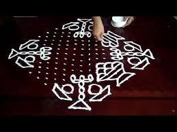 Round Flowers Kolam Designs With 21 11 Midlle Chukkala Muggulu With Dots Rangoli Design Youtube Rangoli Designs Rangoli With Dots Kolam Designs