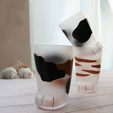 Yeni Yaratici Sevimli Kedi Penceleri Cam Buzlu Cam Bardak Kedi Ayak Baski Kupa Ofis Kahve Kupa Sut Cam Bardak Cocuklar Icin Kahvalti Kupasi Hediye Diger Bardaklar Aliexpress