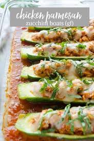 Chicken Parmesan Zucchini Boats Are A Low Carb Gluten Free Dinner That S Perfect For Meal Prep Lowca Zucchini Chicken Parmesan High Protein Low Carb Recipes