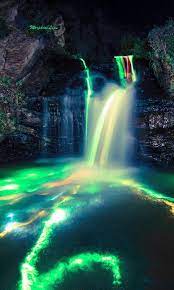 Waterfalls Lit With Glow Sticks Waterfall Live Wallpapers Waterfall Lights