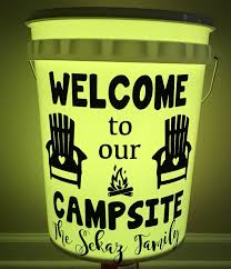 Led Outdoor Personalized Bucket Camping Light Bucket Etsy Camping Decor Personalized Camping Bucket Light