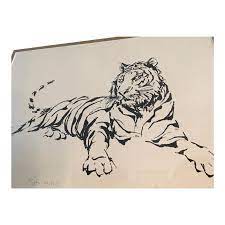 Tiger Print By John Fulton Tiger Print Black And White Drawing American Bull
