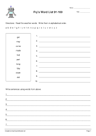 Our alphabetical order cards have been designed so that you can print them (onto white or coloured. Fry S Word List 91 100 Sort Into Order Worksheet Quickworksheets