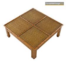 Wicker / rattan coffee tables. Vintage 1970s Monumental Boho Wicker And Rattan Coffee Table