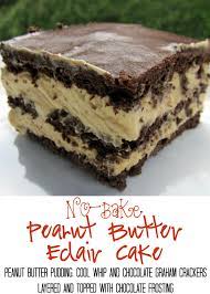 No Bake Peanut Butter Eclair Cake Recipe Peanut Butter Pudding Cool Whip And Chocolate G Eclair Cake Recipes Chocolate Graham Crackers Peanut Butter Recipes