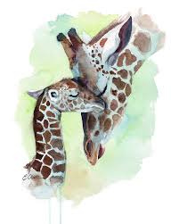Giraffe Mom And Baby Painting By Emily Olson