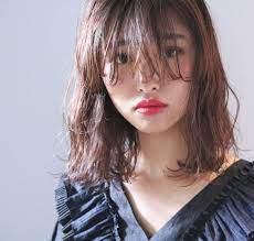 シースルーバング ミディアムヘア ロブヘア ロングボブのヘアスタイル ミディアムヘア