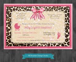 Cheetah Print Baby Shower Ideas Baby Girl Shower Leopard Custom Designed Invitation Pink Brown And Convite