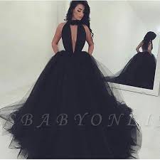 Black And Silver Gown For Debut Black Ball Gown Prom Dresses Halter Neck Keyhole Neckline With Pockets Chic Evening Gowns In 2020 Black Ball Gown Prom Dresses Ball Gown Tulle Party Dress