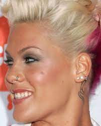 Pinks Nose Piercing Celebrity Piercings Pulled Back Hairstyles Multiple Ear Piercings