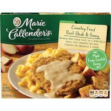 Despite the lackluster veggies, marie callender's herb roasted chicken is still a tasty choice for a frozen dinner option. Marie Callender S Frozen Dinner Country Fried Beef Steak Gravy 15 Ounce Walmart Com Walmart Com