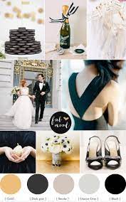 Great colour combination for an art deco wedding. Black And White With Hint Of Gold For City Wedding