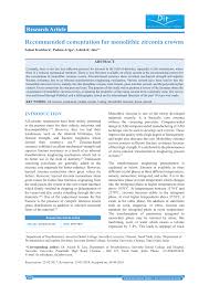 Make sure any residue (temporary cement, desensitizers, astringents, disinfectants, etc.) is Pdf Recommended Cementation For Monolithic Zirconia Crowns