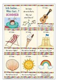 Ich Habe Wer Hat Sommer Spiel Wortschatz Daf Deutsch German Wortschatz Daf Religionsunterricht
