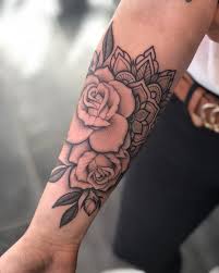 Woodfarm On Instagram Roses And Mandala For Jess Thank You Tattoo Rosetattoo Manda Mandala Tattoo Sleeve Forearm Tattoo Women Rose Tattoo Sleeve