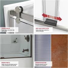 Shower doors └ showers, baths & parts └ bathroom fixtures, accessories & supplies └ home, furniture & diy all large retractable roller sliding door shower campervan motorhome rv tambour alt. Delta Simplicity 60 X 71 In Frameless Contemporary Sliding Shower Door In Nickel With Rain Glass 2439227 The Home Depot