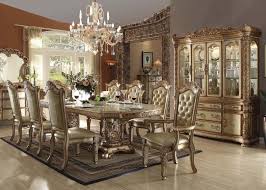 Vendome Gold Collection 8 Chairs Dining Set Buffet By Acme Elegant Dining Room Formal Dining Room Sets Dining Table Chairs