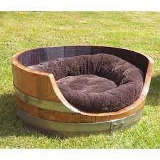 The bed is crafted from 1 inch thick solid oak for great stability. Wooden Wine Whisky Barrel Dog Bed Medium Home Farm Fowls