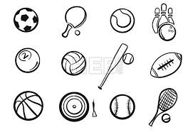 Various Balls Sports Equipment Sketched Set Hebstreits Maps And Sketches Sports Coloring Pages Sports Equipment Logo Sketches