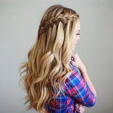 Four Strand Headband Braid Braids With Curls Waterfall Braid Hairstyle Waterfall Braid With Curls