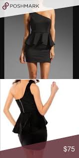 One Shoulder Peplum Dress Sz M Black Nwt Dresses Peplum Dress Lovers And Friends Dress