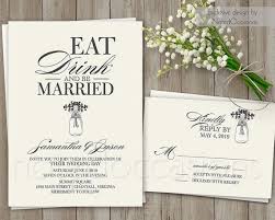 Eat Drink And Be Married Wedding Invitations With Both A Rustic And Vin Diy Printable Wedding Invitations Wedding Invitations Diy Mason Jar Wedding Invitations