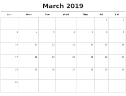 Create March 2019 Calendar March Calendar Printable Calendar Printables Monthly Calendar Printable