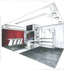 Concept Store Design Interior 2 Point Perspective Renered Copic Marker Photosh Interior Design Programs Interior Design Presentation Bedroom Door Design