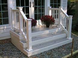 As long as it meets building code standards, we can design and craft whatever you envision. Vinyl Porch Railing On An Azek Composite Porch Front Porch Steps Front Porch Design Patio Stairs