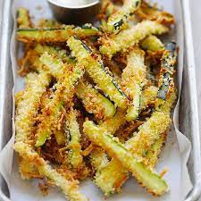 Parmesan Zucchini Fries Healthy And Extra Crispy Rasa Malaysia Zucchini Fries Easy Zucchini Recipes Easy Delicious Recipes