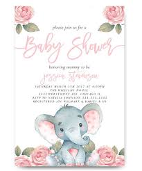 Elephant Baby Shower Invitation Elephant With Flowers Elephant Pink Elephant Vin Elephant Baby Shower Theme Pink Elephants Baby Shower Elephant Baby Showers