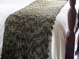 Crocheted Bed Runner Camouflage King Bed Scarf Foot Warmer Etsy Romantic Bedroom Decor Bed Scarf Bed Runner