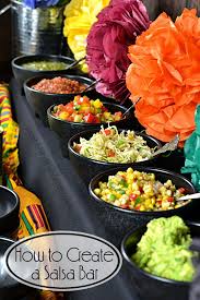 Pulse tomatillos, peppers, lime juice, and garlic in a food processor to coarsely chop. How To Create A Salsa Bar Wedding Buffet Food Mexican Party Food Salsa Bar