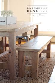 Wooden farmhouse kitchen dining table and 2 bench set sturdy and solid. Diy Farmhouse Bench Love Grows Wild
