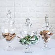 Diamond star set of 3 clear glass apothecary jars elegant storage jar with lid, decorative wedding candy organizer canisters home decor centerpieces (h: Efavormart Set Of 3 Clear Apothecary Glass Candy Jars With Lids 12 13 14 Reviews Online Pricecheck