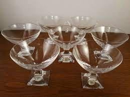 Peill Bleikristall Square Foot Crystal Glasses Germany Set Of 7 Circa 1940 S Bleikristallpeill Artdeco Bar Glassware Crystal Stemware Crystals