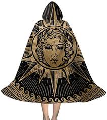Apollo is the fruit of the love affair between zeus and leto and brother of artemis. Amazon Com Unisex Greek Sun God Apollo Print Hooded Cloak Cape Halloween Cosplay Costumes For Kids Children Black Clothing