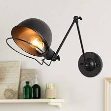 This steel swing arm sconce with an aluminium shade looks right at home in an industrial interior,. Laluz Swing Arm Wall Sconce Lighting Industrial Black Plug In Hardwire Adjustable Lamp For Bedroom Reading Black Pricepulse