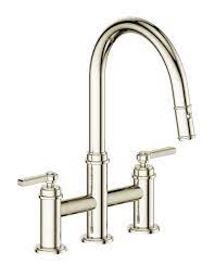 Heritage wall mounted kitchen faucet kingston brass finish: Vogt Zehn Bridge Kitchen Faucet 1 Spoke Handle Polished Nickel Ck Tubs And Taps