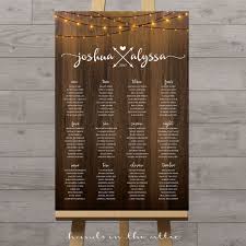 Vertical Wedding Seating Chart With String Lights
