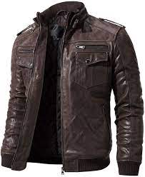 Vintage Men S Moto Biker Real Cow Leather Jacket Brown Vents Casual Jacket Coat Biker Best Gift S M L Xl 2x 3x 4x 5x Customization In 2021