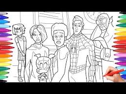 Spider Man Into The Spider Verse Coloring Pages How To Draw All Spiderverse Characters Youtube Coloring Pages Drawing Superheroes Spiderman